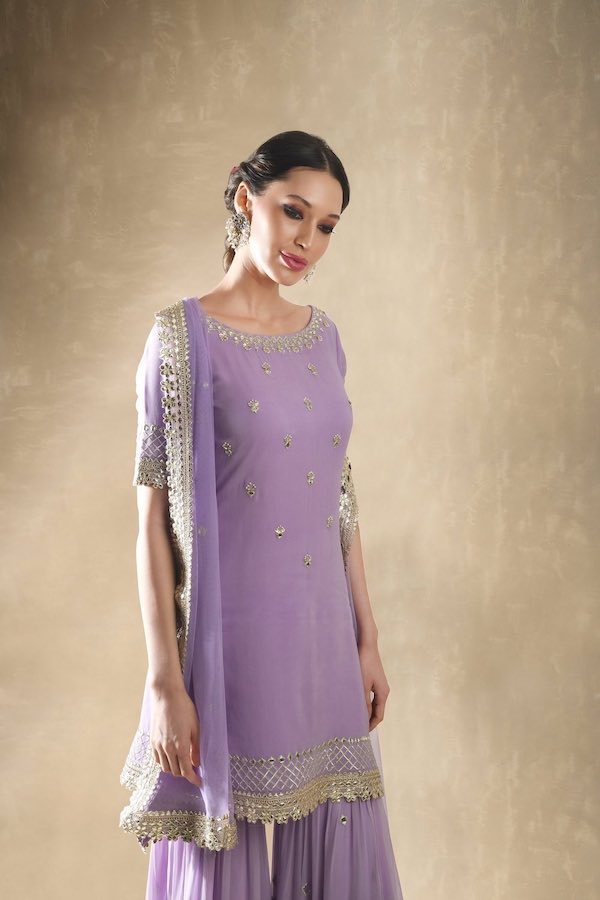 Lilac kurta sharara set