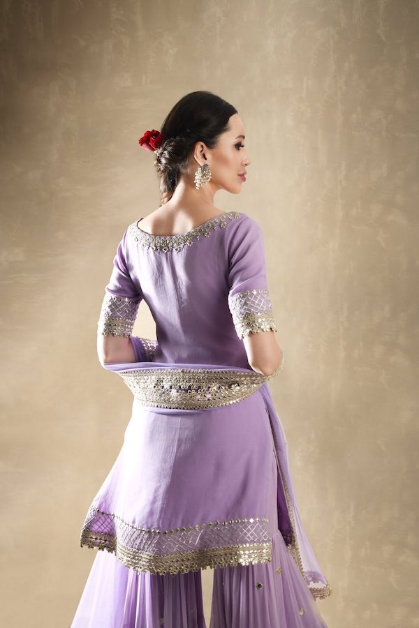 Lilac kurta sharara set