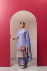 LILAC PRINTED COTTON LINEN KURTA SET