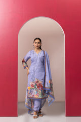 LILAC PRINTED COTTON LINEN KURTA SET