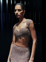 Elysian Spark Lehenga Paired with Statement Crystal Cape"