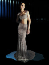 Elysian Spark Lehenga Paired with Statement Crystal Cape"