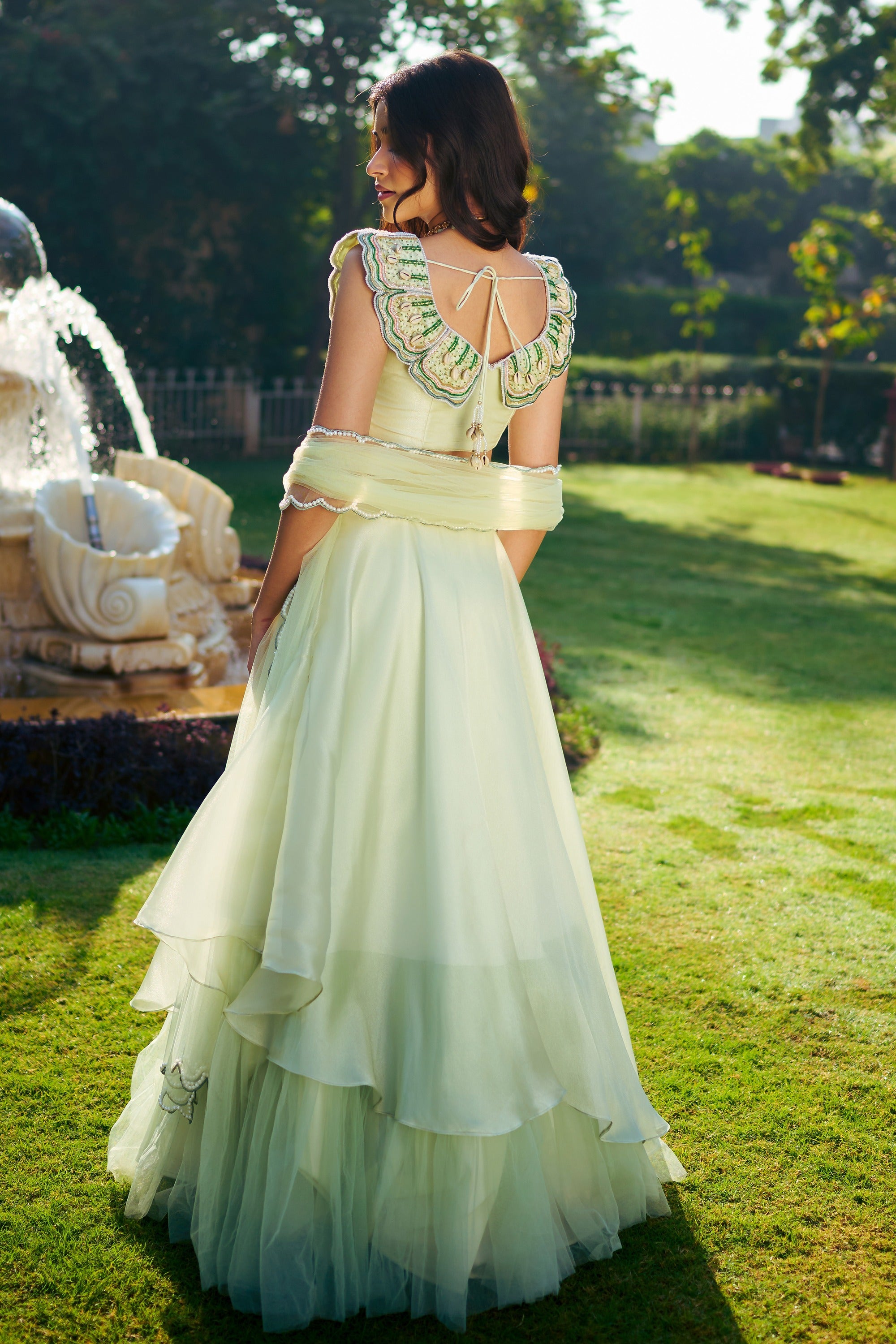Modern Sage Green Lehenga Set