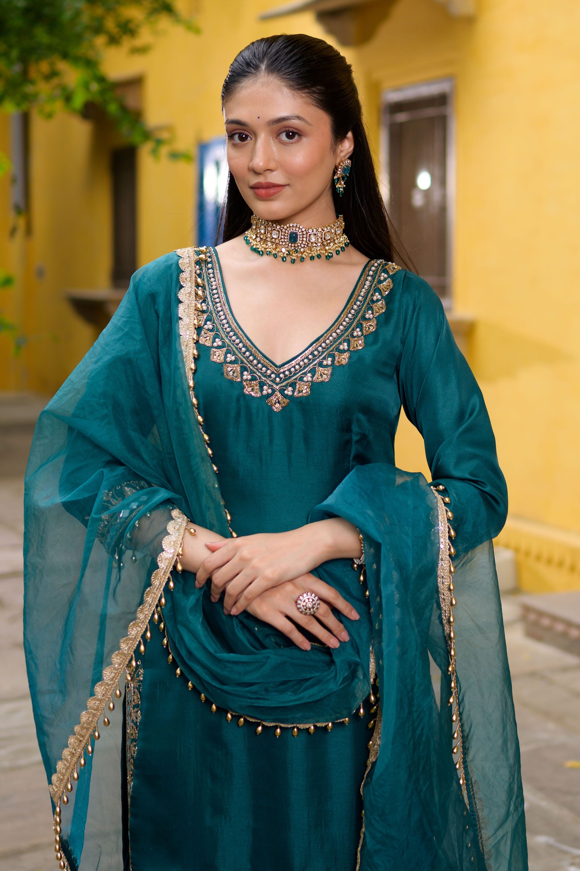 Teal Green Sharara Set