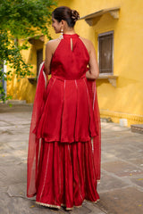 The Crimson Keyhole Sharara Set
