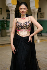 Midnight Black Dhoti with Corset