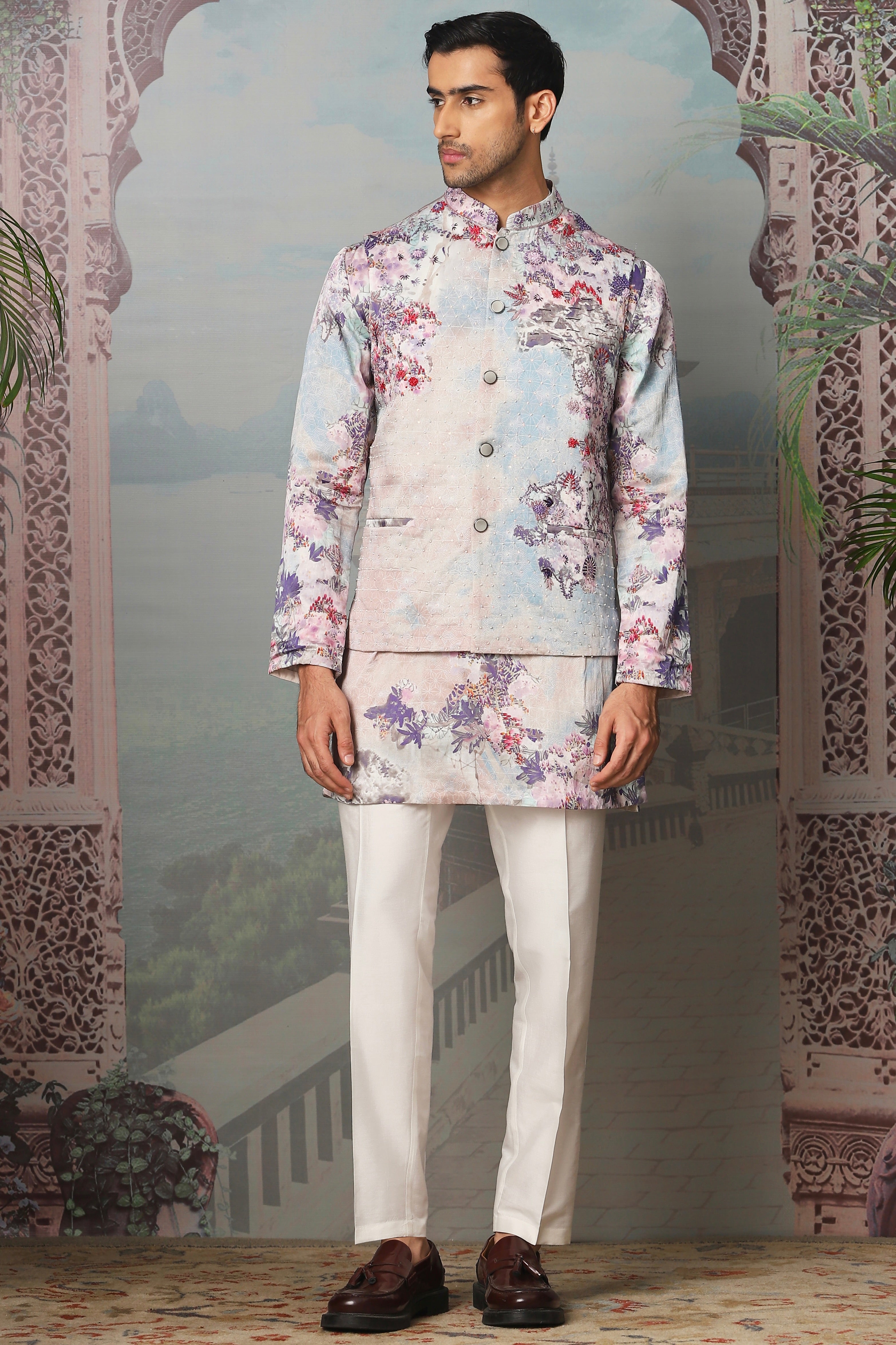 Garden Euphoria Embroidered Kurta Bundi Set