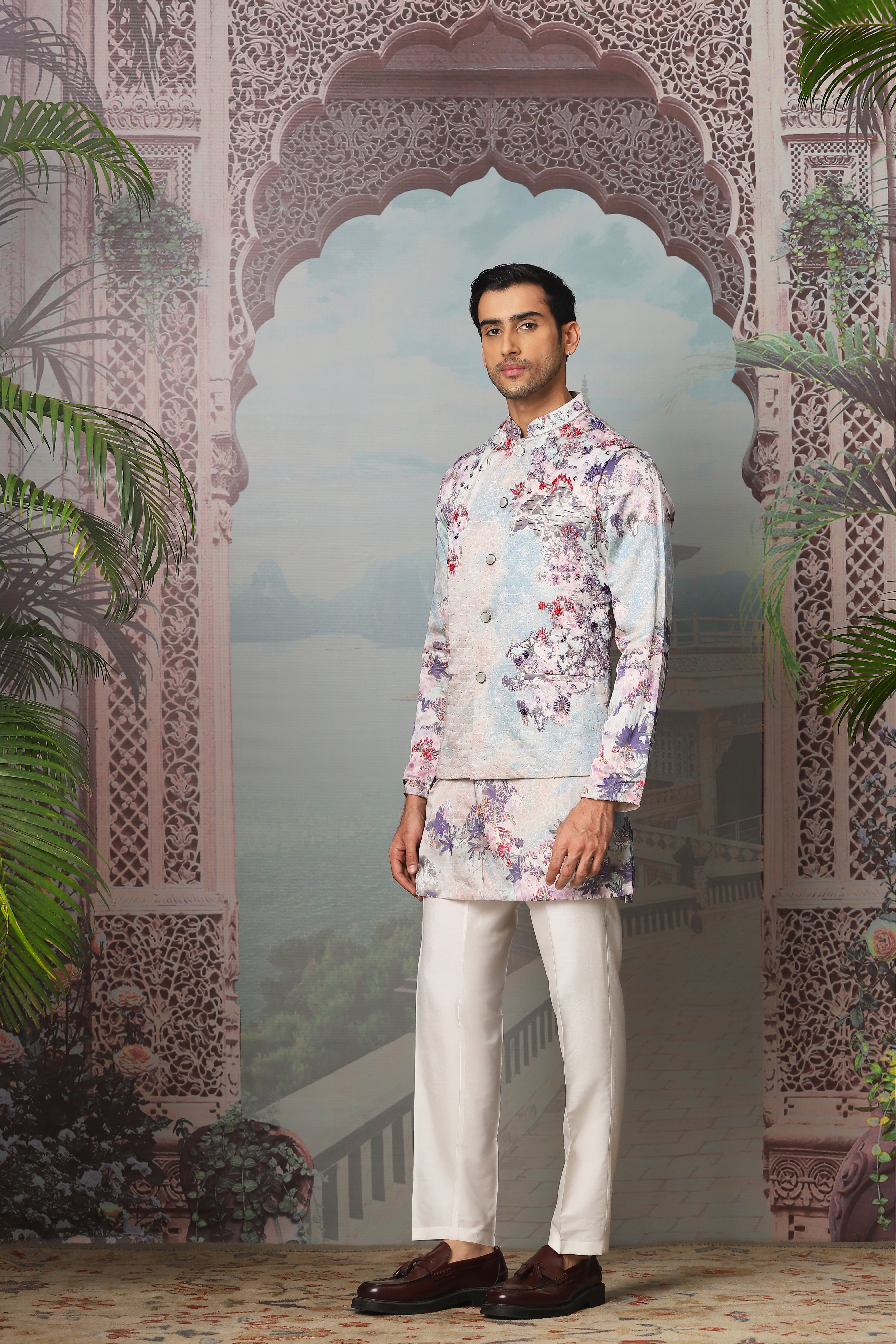 Garden Euphoria Embroidered Kurta Bundi Set
