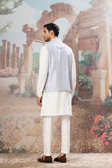 Slate Sky Dori Embroidered Kurta Bundi Set