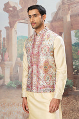 Golden Minaret Mirror Embroidered Kurta Bundi Set