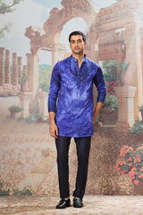 The Indigo Gleam Sequin Embroidered Print Kurta Set