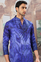 The Indigo Gleam Sequin Embroidered Print Kurta Set