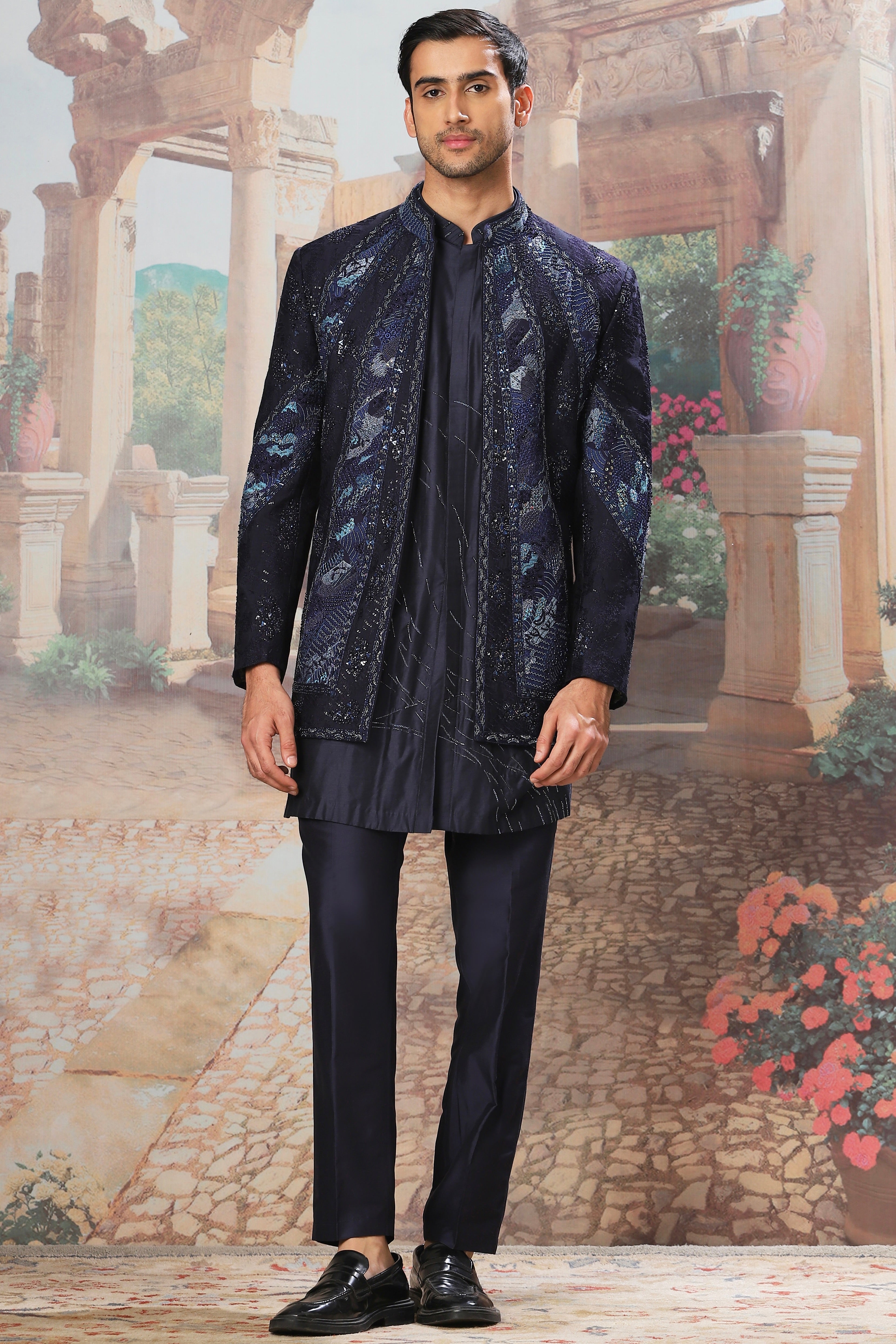 Stellar Reverie Open Embroidered Indo-western Set