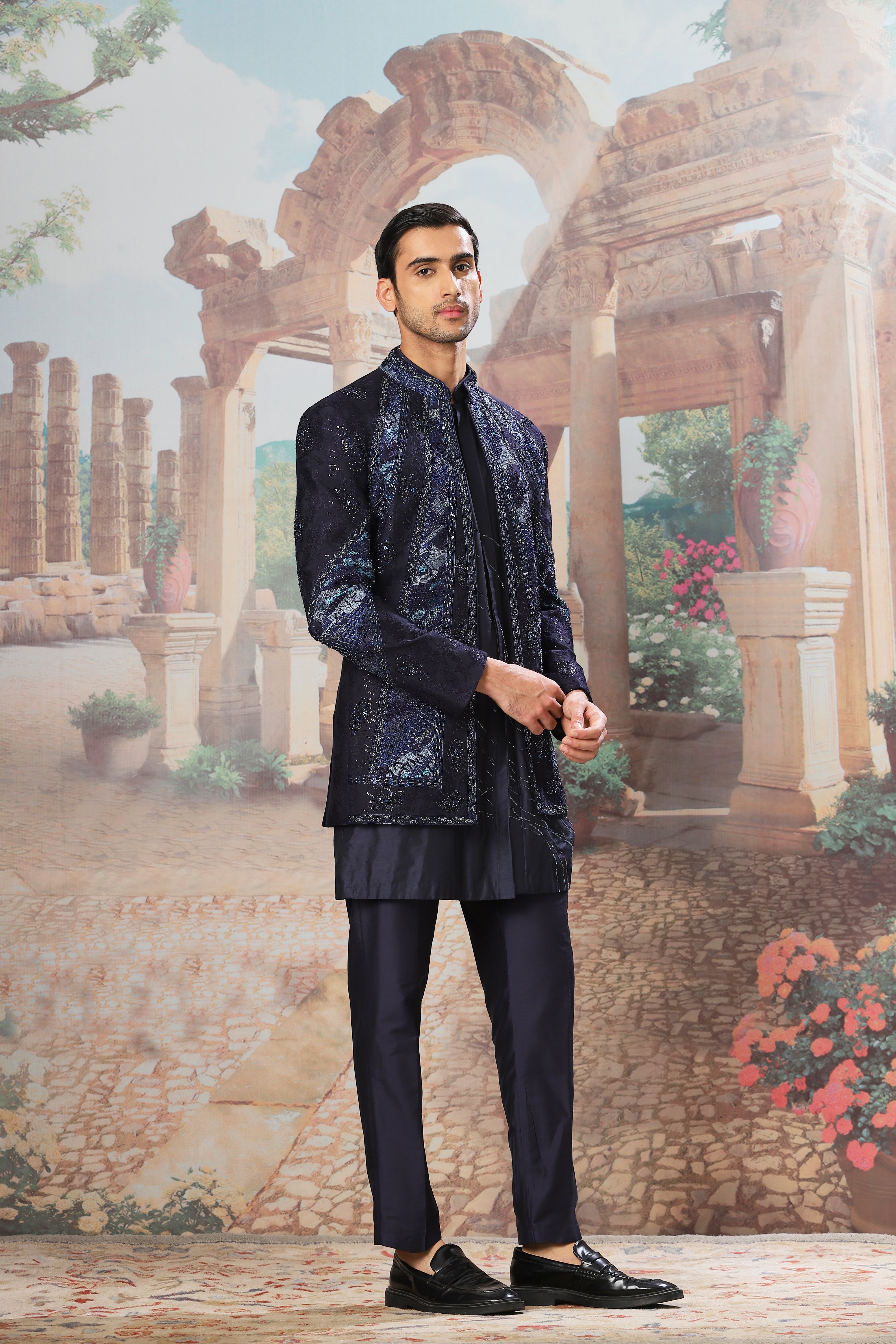Stellar Reverie Open Embroidered Indo-western Set