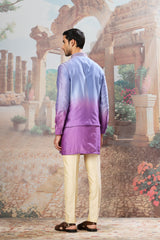 Violet Dusk Ombre Embroidered Kurta Bundi Set