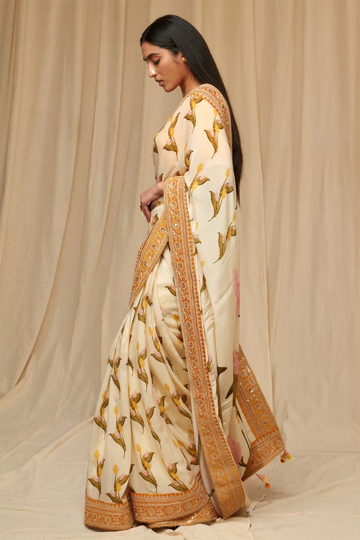Ivory Floral Fantasy Saree