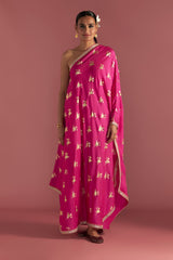 MAGENTA IRISBUD ONE SHOULDER KAFTAN