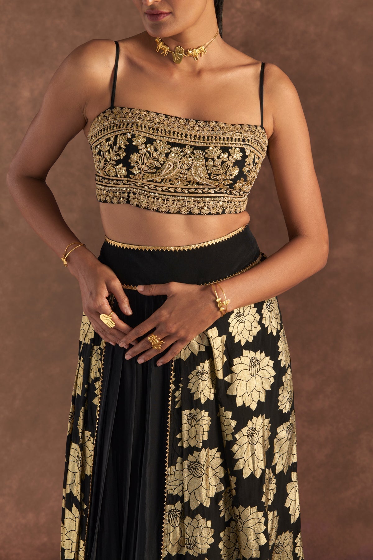 BLACK BERRYBLOOM LAYERED SKIRT SET