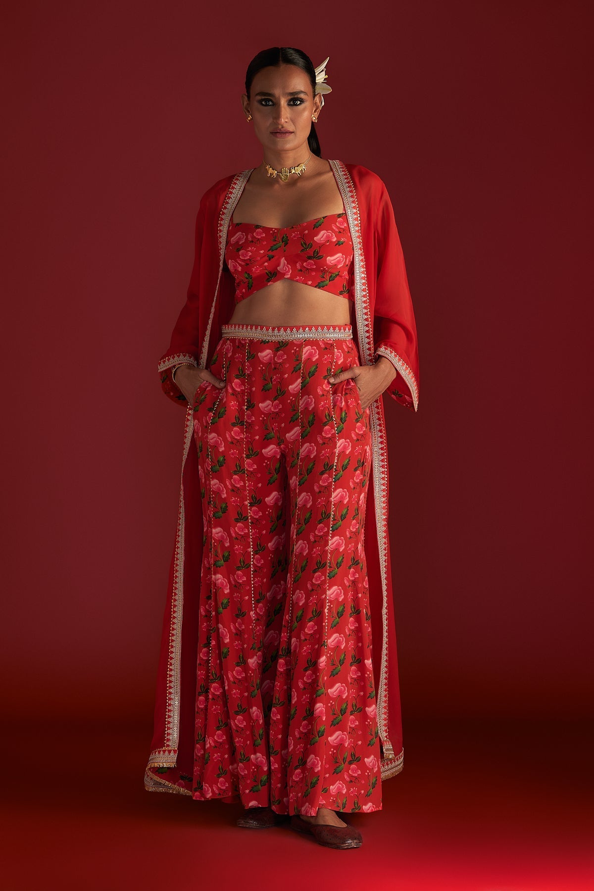RED RAIN LILY CAPE SET