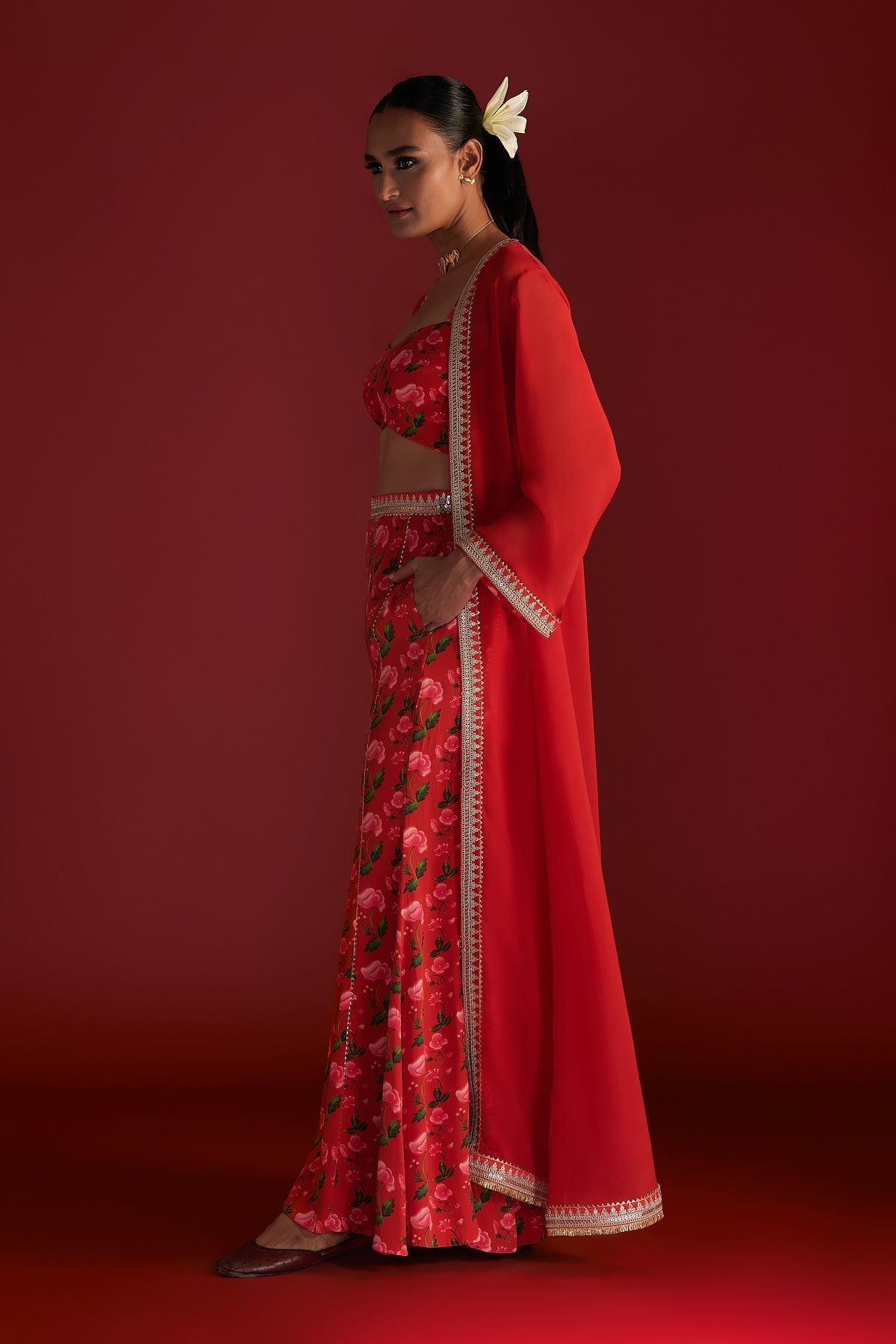 RED RAIN LILY CAPE SET