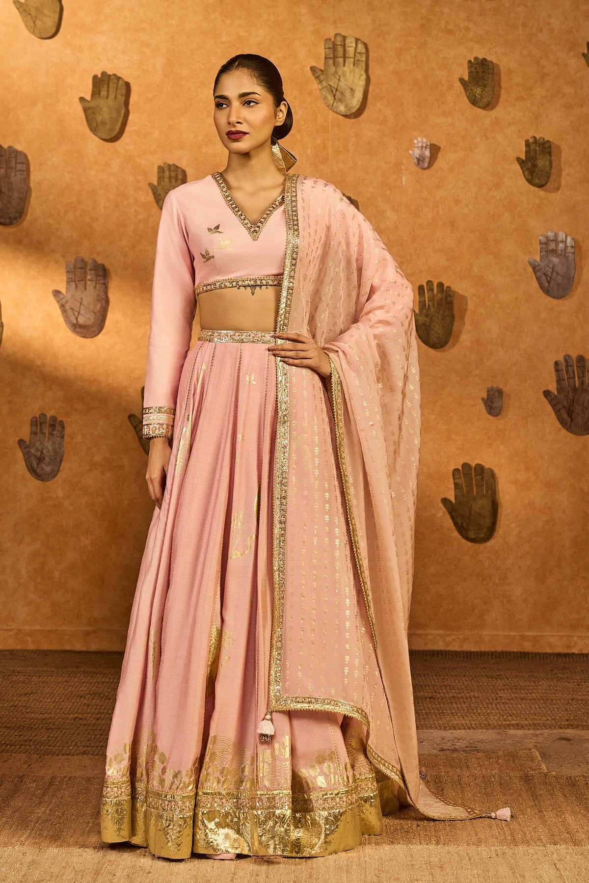 BABY PINK MANDARIN SKY LEHENGA SET