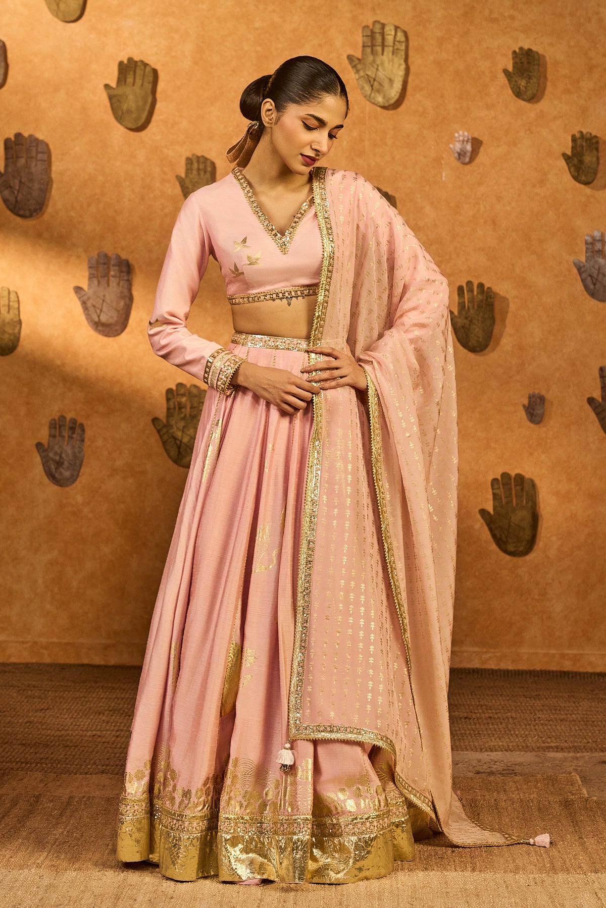 BABY PINK MANDARIN SKY LEHENGA SET