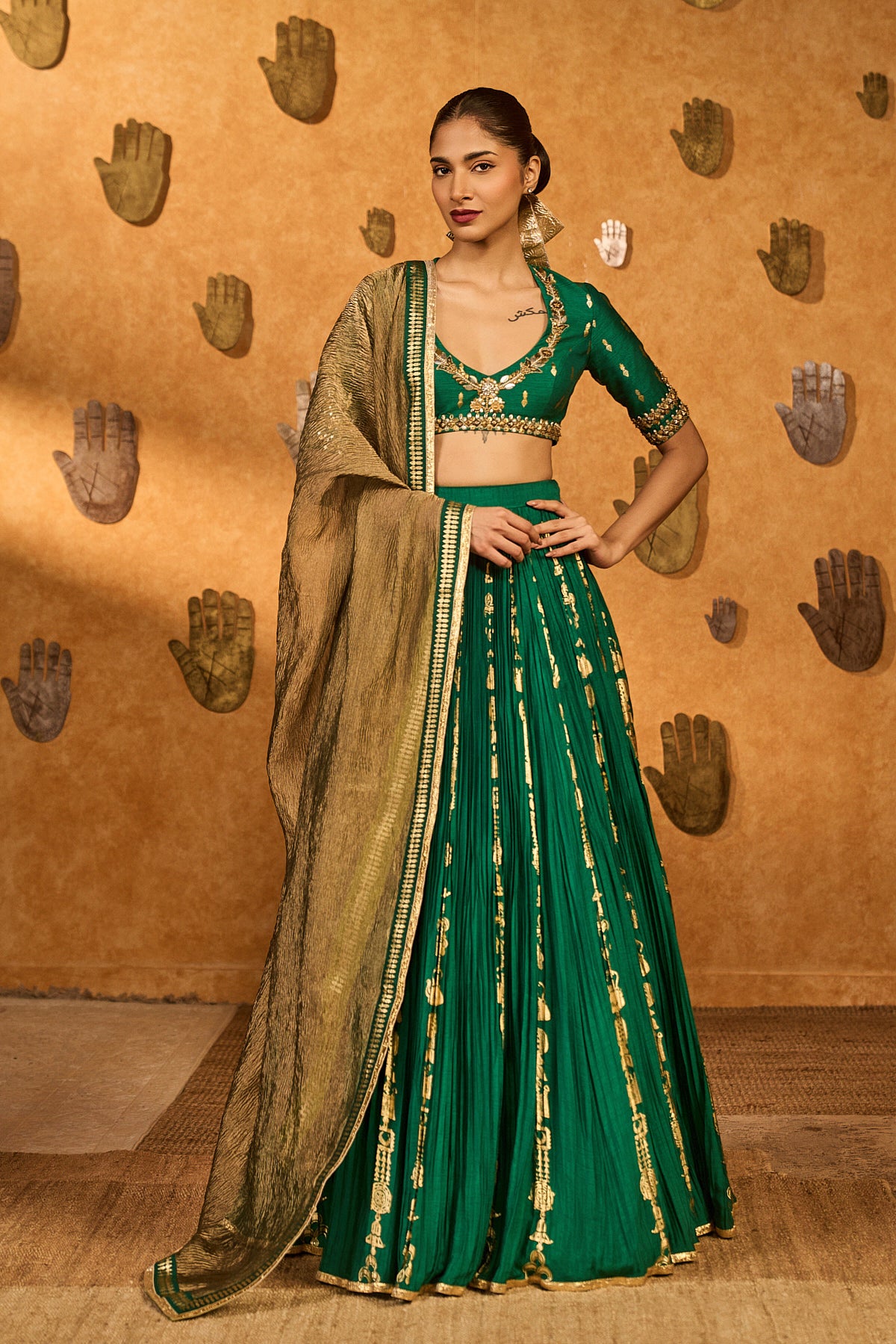 GREEN TOTEM LINE LEHENGA  SET