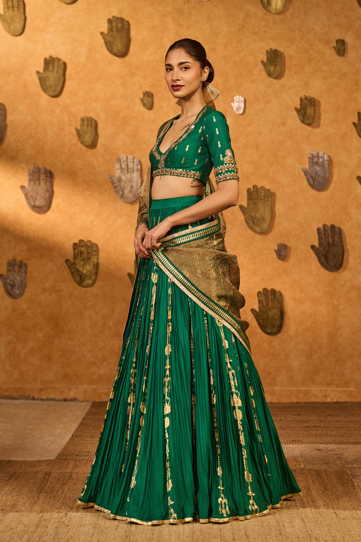 GREEN TOTEM LINE LEHENGA  SET