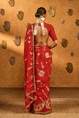 RED CRUSHED FOLKSTONE SAREE