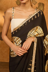BLACK/WHITE MOON FISH SAREE