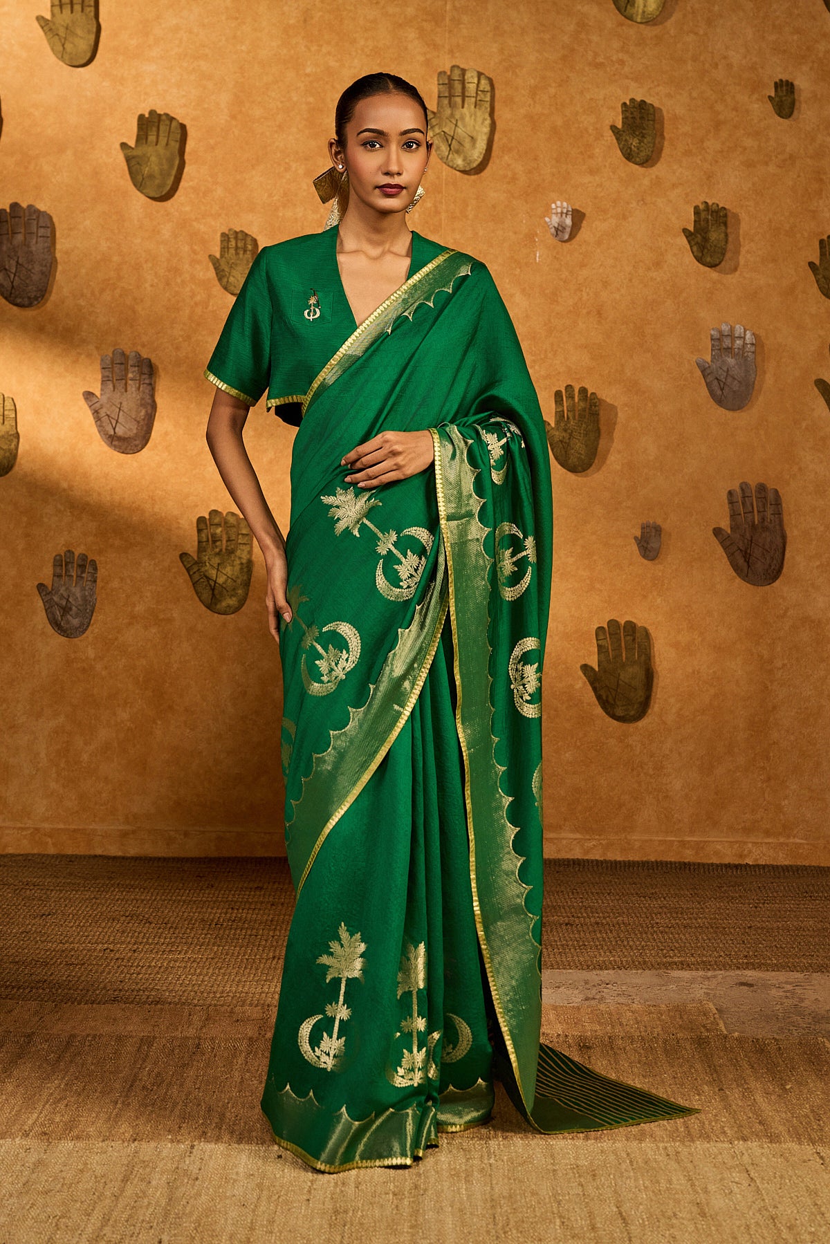 GREEN COCO GROOVE SAREE