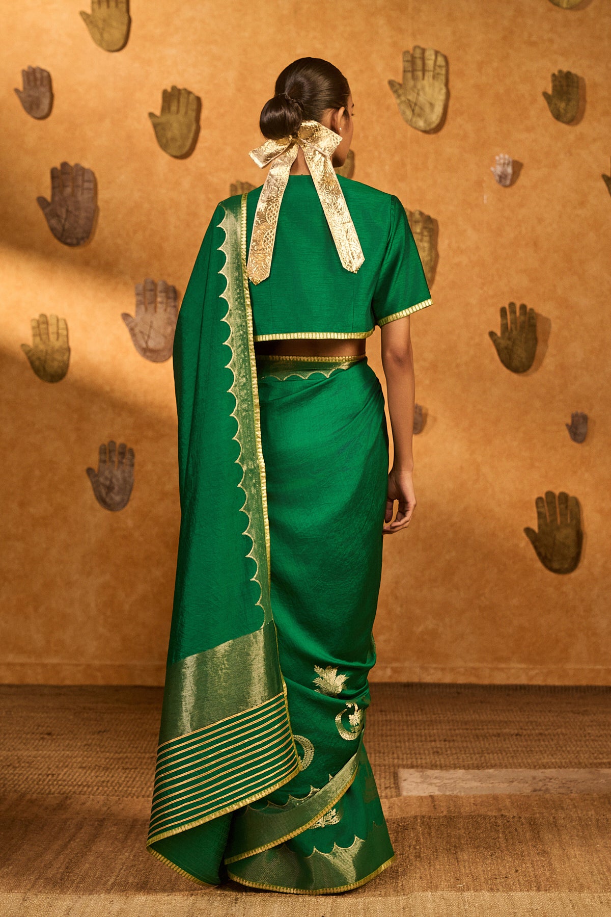 GREEN COCO GROOVE SAREE