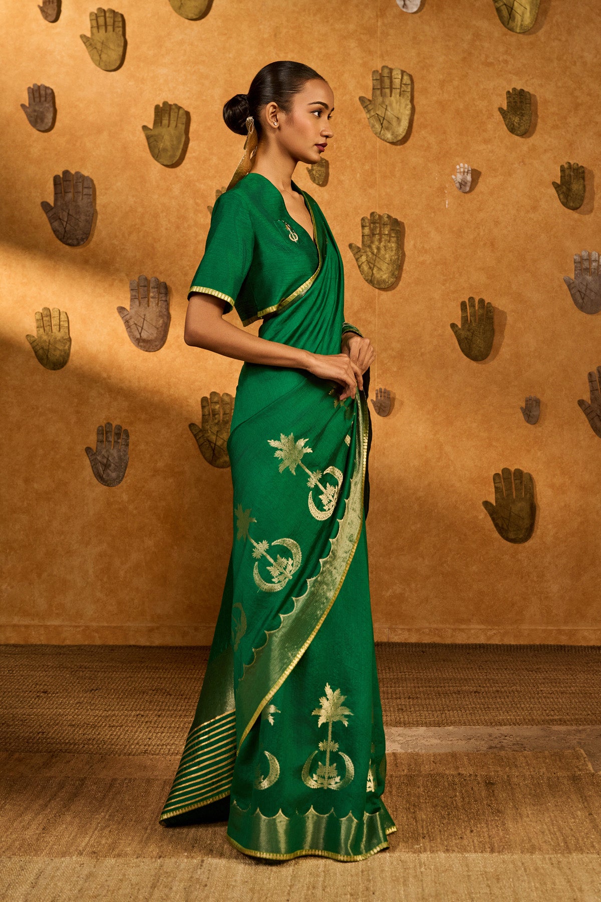 GREEN COCO GROOVE SAREE