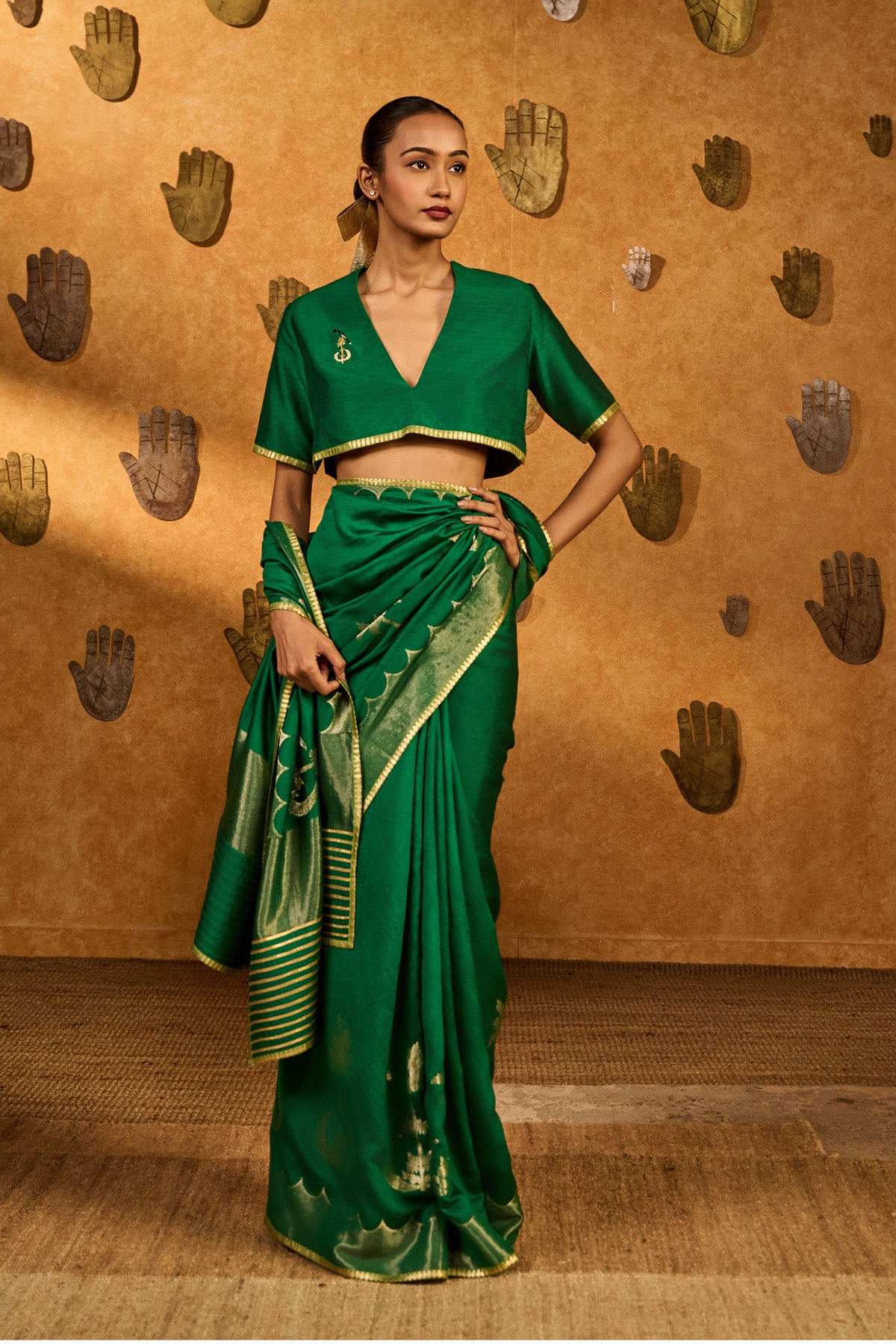 GREEN COCO GROOVE SAREE