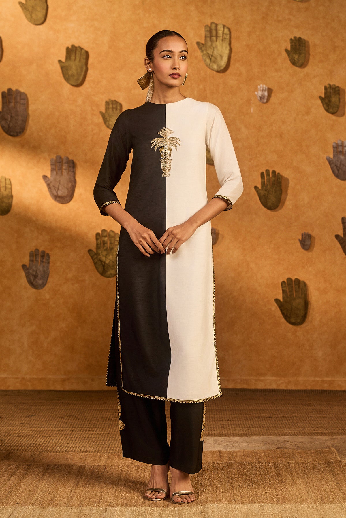BLACK YING YANG KURTA SET