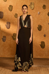BLACK ZEN STITCHED SAREE