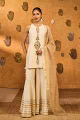 IVORY GILDED SHARARA SET