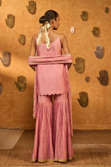 CHAMPAGNE PINK TRIBAL WHISPER SHARARA SET