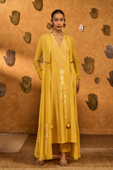 SPICED OCHRE POP PENDANT ANARKALI SET