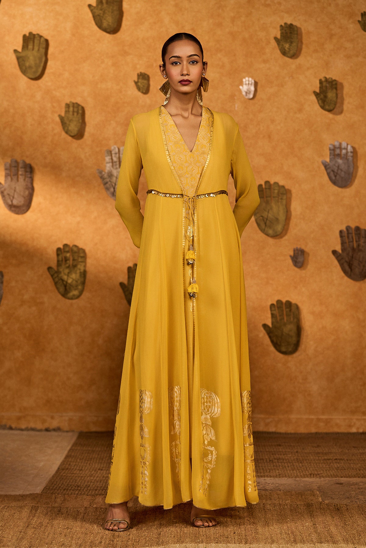 SPICED OCHRE POP PENDANT ANARKALI SET