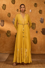 SPICED OCHRE POP PENDANT ANARKALI SET