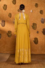 SPICED OCHRE POP PENDANT ANARKALI SET