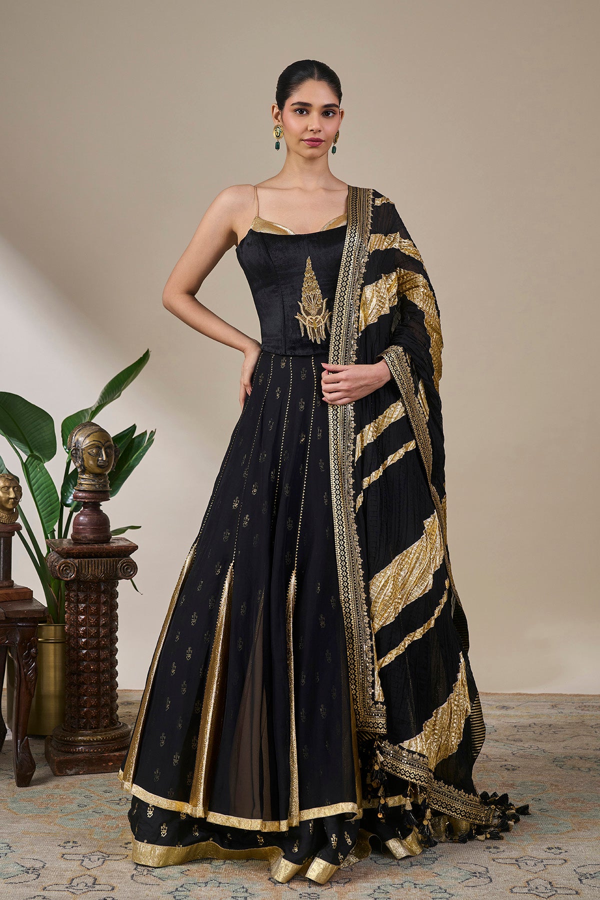 Black Noor Jaal Lehenga Set
