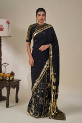 Black Malabar Grove Saree