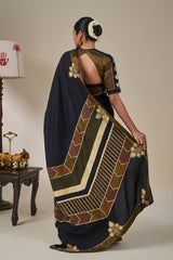 Black Golden Flame Saree