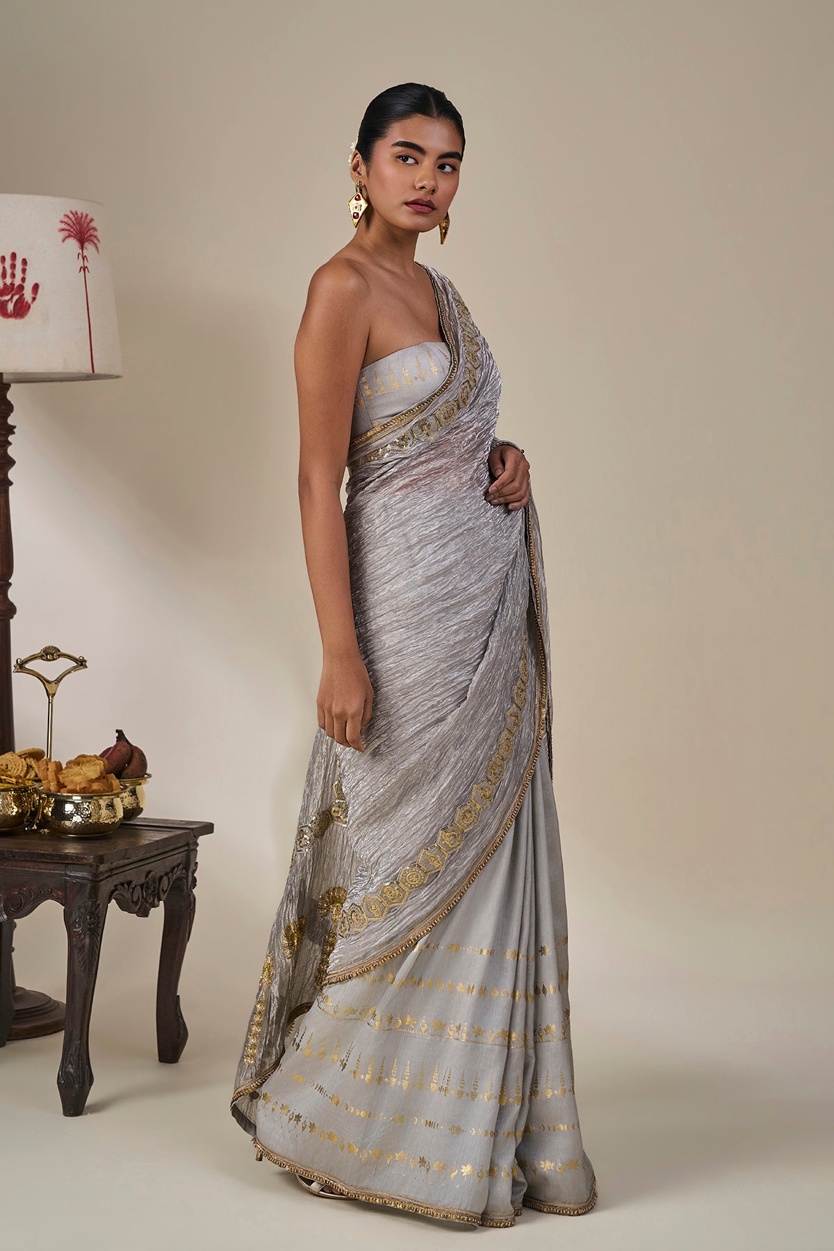 Grey Kathakali Malabar Saree