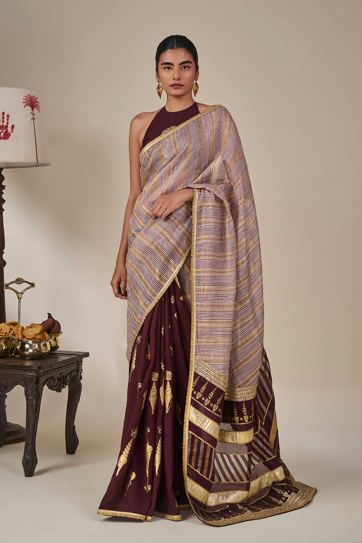 Plum Kochi Counch Saree
