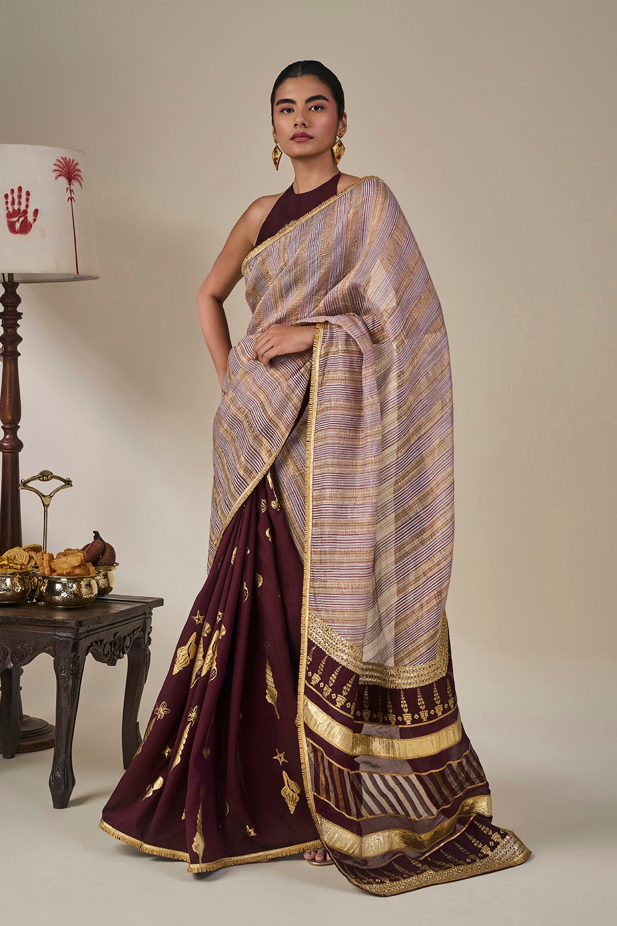 Plum Kochi Counch Saree