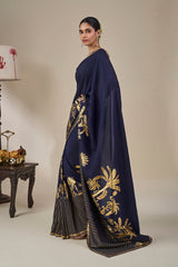 Blue Backwater Postcard Stripe Saree