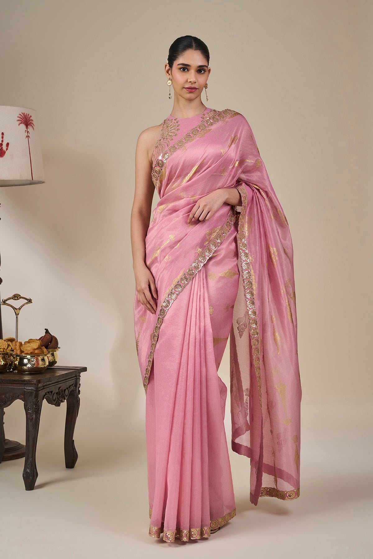 Pink Kochi Counch Saree